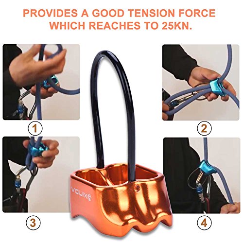 Professional Rock Climbing Rappel ATC Belay, Rappelling Protection Descender Device, Fall Arrest Protection Movable Self-locking Rope Grip for Outdoor Climbing and Rescue, Strong Safe Durable(Orange)