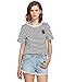 Romwe Women's Summer Short Sleeve Casual Tee T-Shirt Top Black Rose Patch S