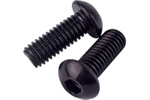 VAMUOEFL 8-32 x 1/2" Button Head Socket Cap Bolts Screws (1/4" to 2" Available), 304 Stainless Steel 18-8, Black Exterior Finish, Allen Hex Drive, Fully Thread, 30Pcs