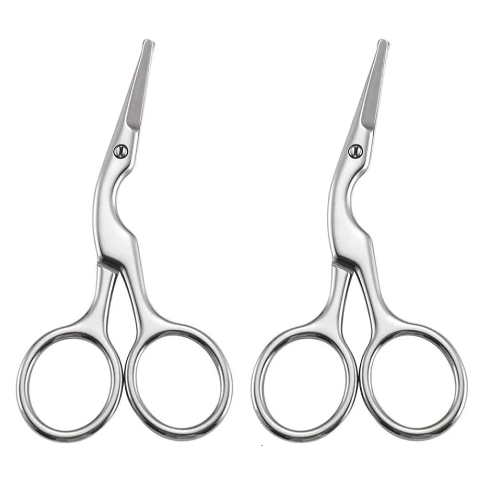2 Pcs Brow Shaping Scissors Professional Stainless Steel Beauty Scissors Multi-Purpose Nail Scissors for Men and Women Trimming Eyebrows and Eyelashes (Round Headed Scissors)