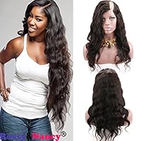 Rossy&Nancy U Part Human Hair Wigs Left Part Natural Black Color Body Wavy Style Lace Front Wig with Baby Hair 12inch