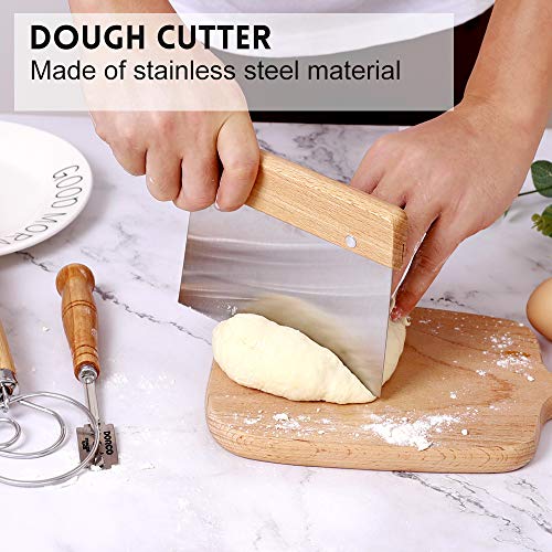 Bread Making Tools Kit of Dough Whisk, Bread Blade, Scraper Scoring
