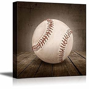 Home Run! Baseball Rustic Square Sport Panel - Celebrating American Sports Traditions - Canvas Art Home Art - 12x12 inches