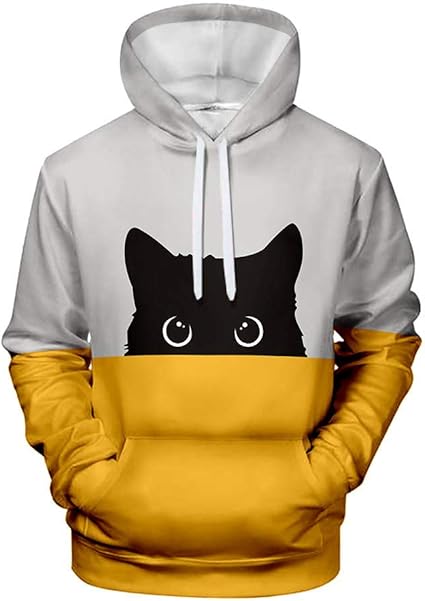 color block cat print sweatshirt