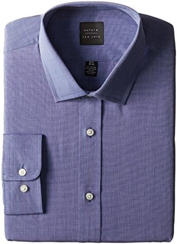 Oxford NY Men's Solid-Spread Collar, Dark Blue, 17" Neck 34"-35" Sleeve