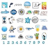 Blue Ocean Stickers for Water Bottles and Laptops, Faken Vinyl Cute Stickers Waterproof Dacal Pack Trendy Stickers for Teens Girls Hydroflasks Phone Cases Adults Cars 40Pcs