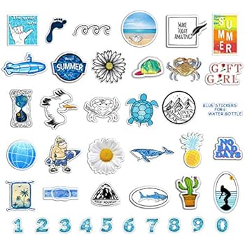 Microworld Stickers of Ocean Beach for Water Bottles and Laptops,Decorate Colorful Items as You Want,VSCO Decals of 40 Pack Vary in Size,Based on Life Photography and Art,Professional for Hydroflasks