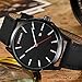Men's Unique Analog Quartz Classic Business Casual Waterproof Dress Wrist Fashion Watch with Black Leather Band and Calendar Date Window Black