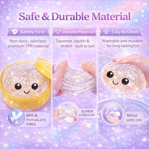 SLEEPHEAD®12PCS Glitter Dumpling Squishy, Mini Real Bun Dumplings Stress Relief Set Pack Box, Crazy Fun Balls Toys Fidget Cute Sensory for Anxiety Relief Toy Hand Relax, Birthday Gifts