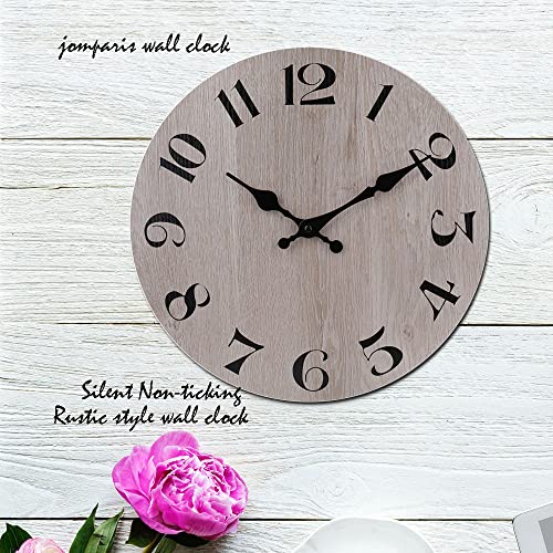 12" Wall Clock Rustic Weathered Gray Wooden Wall Clock Decoration for