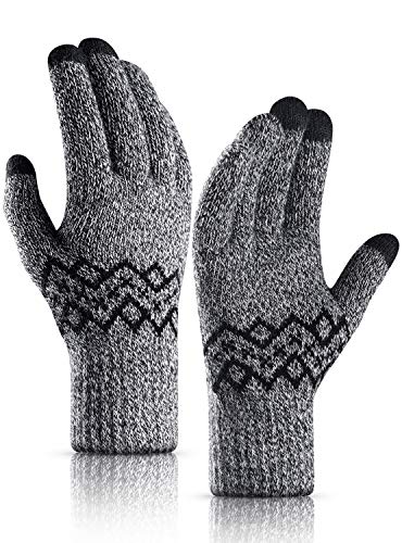 TRENDOUX Winter Gloves Women Men - Thick -20°F Knit Touch Screen Running Gloves