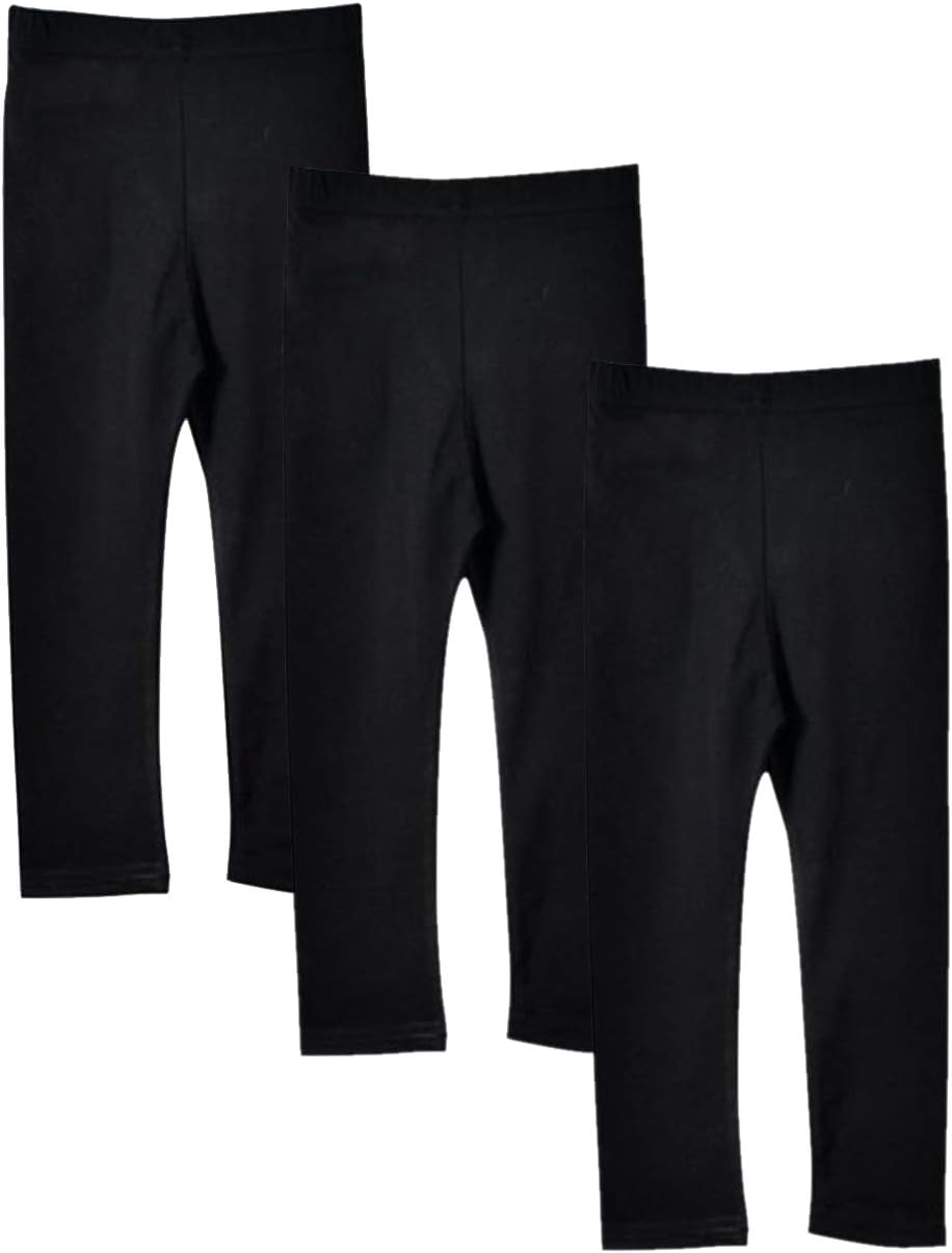 3 Pack Girls Solid Leggings Pants Classic Leggings for Kids
