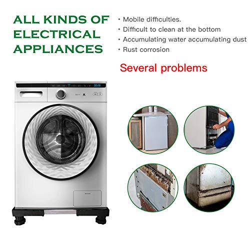 I'SMARTMOON Mini Fridge Stand,Raised Base Adjustable Mini Refrigerator Stand,Washer and Dryer Stand, 4 Strong Feet Washing Machine Pedestal ,Appliance Dolly,Base for Heavy weight (Black)