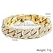 Davieslee Mens Womens Chain Hiphop Iced Out Curb Cuban Gold Plated Bracelet w/Clear Rhinestones 8.58inch 22cm