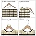 BB Brotrade Hanging Jewelry Organizer,Double Sided Jewelry Storage Organizer with Wooden Hanger,86 Clear PVC Pockets for Holding Necklaces, Bracelets, Rings, Earrings (Beige)