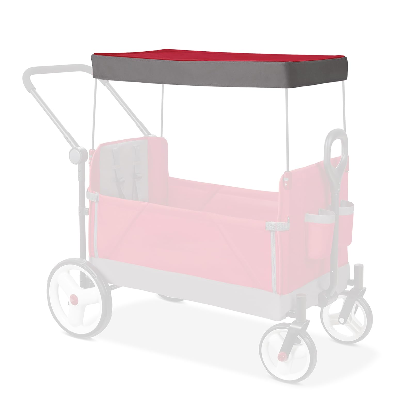 Photo 1 of Wagon Canopy Attachment Compatible with Radio Flyer, Portable Replacement Canopy, Removable Awning Shade Cover for Wagon, Easy to Fold and Install, for Camping, Picnic and Beach, Red