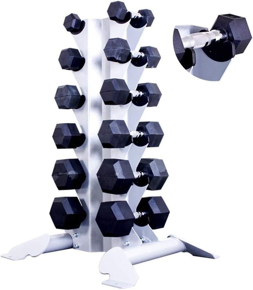 Squat dumbbell rack fitness equipment bracket 6 pair of dumbbell racks home gym fitness equipment (Color : White, Size : 76 * 65 * 107cm)