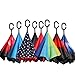 Bagail Double Layer Inverted Umbrellas Reverse Folding Umbrella Windproof UV Protection Big Straight Umbrella for Car Rain Outdoor With C-Shaped Handle