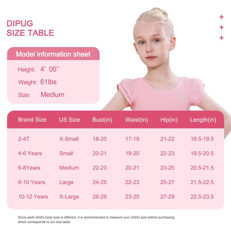 DIPUG Ballet Leotards for Girls Dance Leotard Combo Toddler Removable Dance Skirt