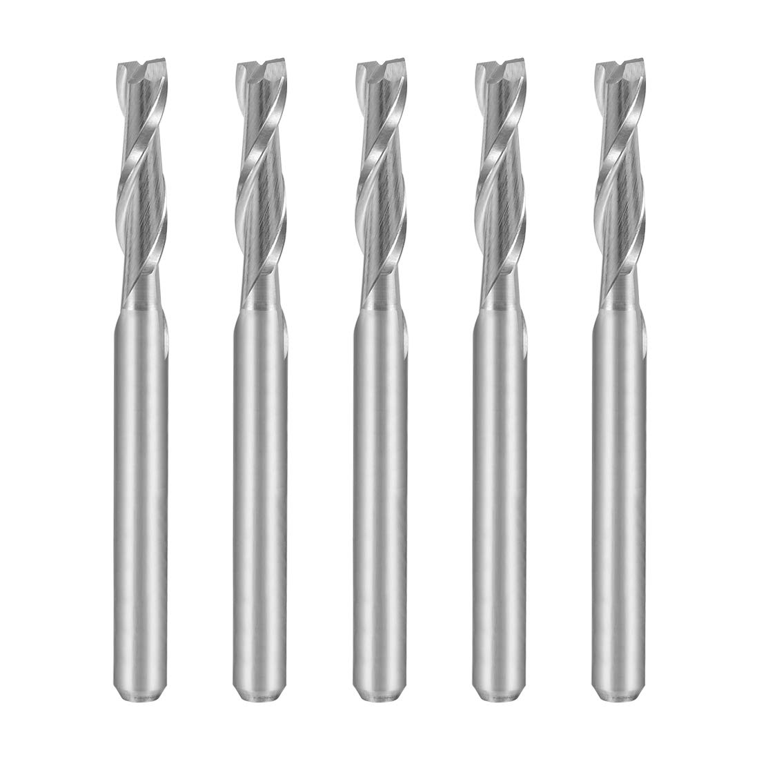 sourcingmap 5PCS 1/8" Shank 3.0mm x 12mm Carbide End Mill CNC Router Bits 2 Flute Milling Bit for Acrylic PVC MDF Wood