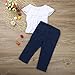 2PCS/ Set Toraway Toddler Kid Baby Girl Off Shoulder Solid Blouse Tops+ Jeans Pants Clothes Outfit (2T, White)
