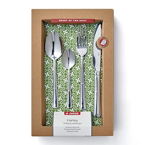 Judge Harley 16-Piece Stainless Steel Cutlery Set in Gift Box for 4 People, Dishwasher Safe - 25 Year Guarantee