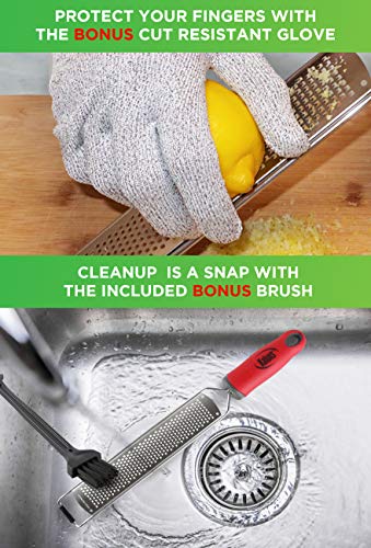 Zester & Cheese Grater - Lemon Zester - Parmesan Cheese, Citrus Fruits, Lemon&Lime, Cinnamon, Nutmeg, Ginger, Garlic, Coconut, Chocolate, Vegetables - Razor Sharp Stainless Steel Blade, Rust Free