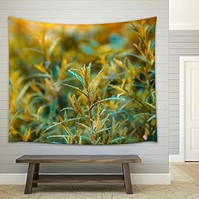 Good Brown Tarragon in The Morning Dew - Fabric Wall Tapestry Home Decor - 51x60 inches