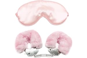 2 Pieces Soft Handcuffs + Blindfold Set, Party Game Accessories-B142 (pink)