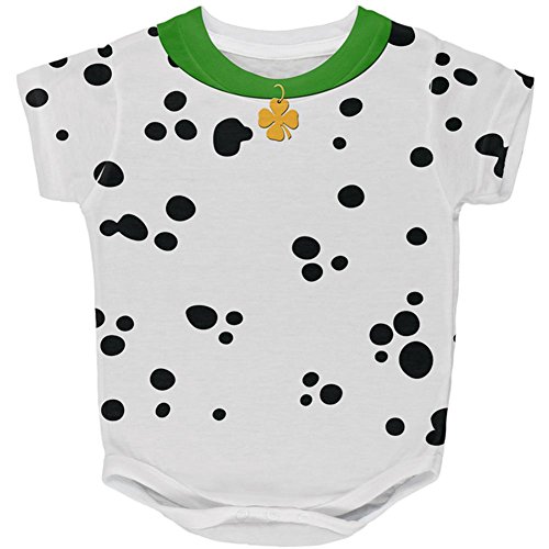 St Patrick's Day Dog Dalmatian Costume Green Collar Shamrock All Over Baby One Piece