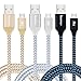 USB Cords(6ft), iSeekerKit 3 Pack High Charging Speed USB 2.0 A Male to Micro Nylon Braided Cords with Aluminum Connector Compatible for Android, Galaxy s6 s7 and More(Silver&Golden&Black)
