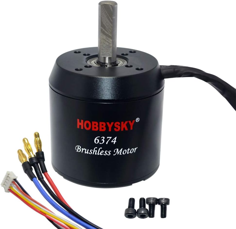 Hobbysky 6374 170KV 190KV Brushless Outrunner Belt Motor Sensored & Sensorless Motor with Closed Cover for DIY Electric Skateboard Electric Bike Surfboard (8mm /10mm Shaft)