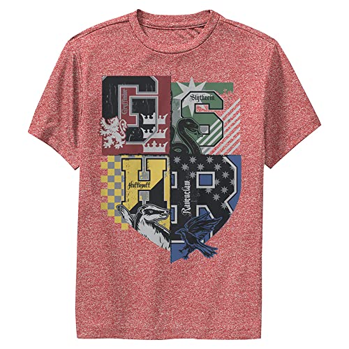 Harry Potter Kid's House Crests T-Shirt, Red Heather, Small
