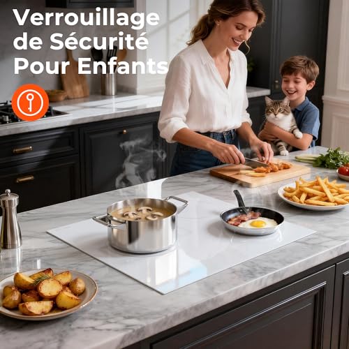 Karinear 3-Burner Induction Hob, White Induction Hob with Socket, Built-in Induction Hob, Touch Control, Boost, Safety Lock, Timer, 3500W, 220V
