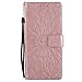 A-slim Galaxy Note 8 Wallet Case, (TM) Sun Pattern Embossed PU Leather Magnetic Flip Cover Card Holders & Hand Strap Wallet Purse Case for Samsung Galaxy Note 8 - Rose Gold