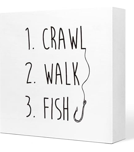 Nursery Table Decor Wood Sign - 6.2x6.2 Inch, Fishing Trucks Hunting 'That's What Little Boys Are Made Of'