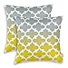 Pack of 2 CaliTime Canvas Throw Pillow Covers Cases for Couch Sofa Home Decor, Modern Gradient Quatrefoil Accent Geometric, 18 X 18 Inches, Gray/Yellow