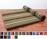 Leewadee Roll Up Thai Mattress XXL, 79x59x2 inches, Kapok Fabric, Green, Premium Double Stitched