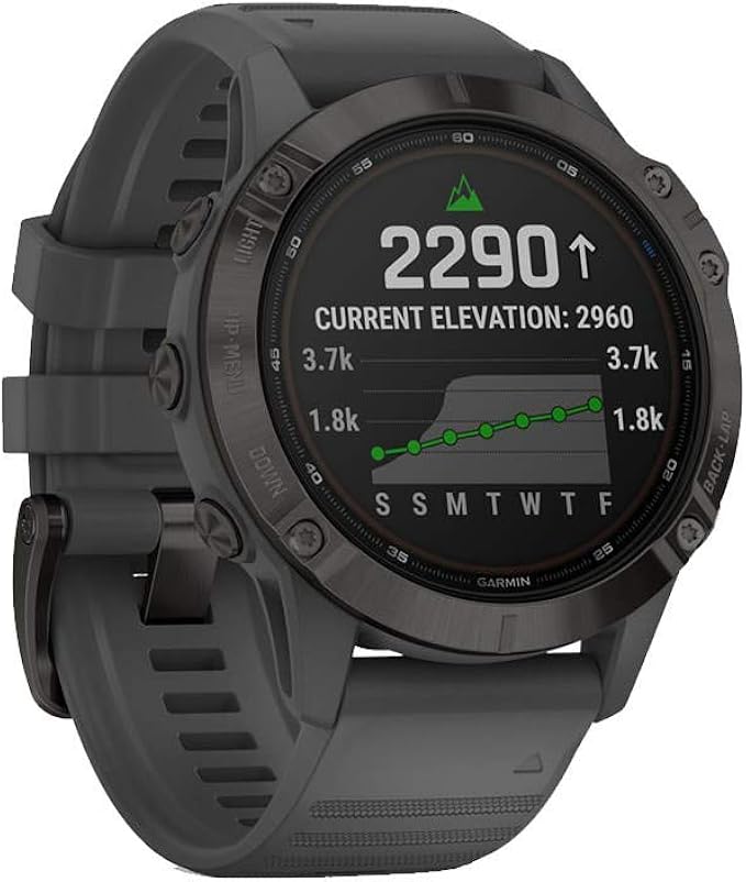 Garmin Fenix 6 Pro Solar Edition Slate Grey Rubber Strap Watch 010