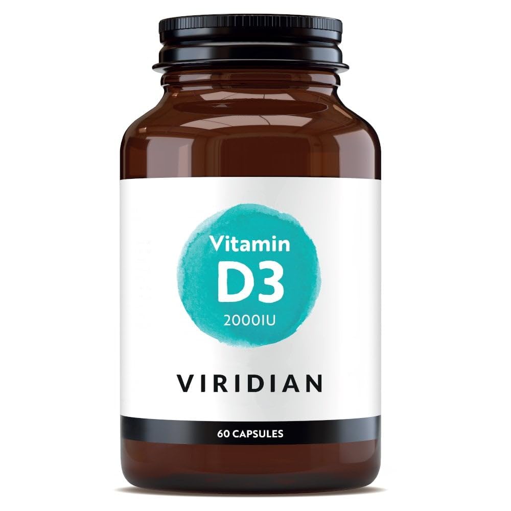 Viridian - Vitamin D3 2000iu - 60 Caps | Contributes to Normal Bones, Teeth, Muscle Function & Immunity | Vegan Form of Vitamin D | High Strength Dosage | Nutritionist Formulated