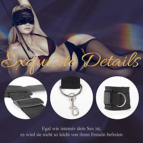 Sex Bondage Sets BDSM Fesselset mit Handschellen Halsband Mouth Gag Ball Extrem Sexspielzeug für Paar Einstellbar BDSM Bondage Satz mit Seide Augenbind