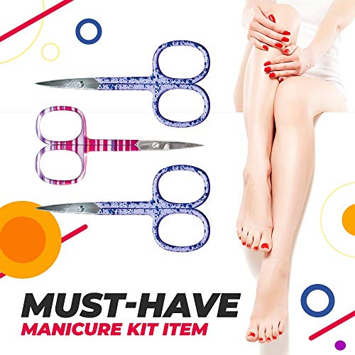 Titania Germany Cuticle Scissors w/Colored Handles - Premium Quality & Extra Sharp Stainless Toenail & Fingernail Trimmer w/Curved Blades For Precision Toe Nail & Finger Nail Cutting & Grooming