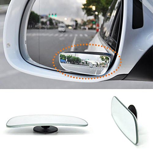 CALISTOUK 2Pcs Car Rearview Blind Spot Mirrors, Adjustabe Optional Position Frameless 360 Degree Rotate Sway Glass Convex Wide Angle Rear View