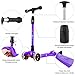 Allek Kick Scooter B02, Lean 'N Glide Scooter with Extra Wide PU Light-Up Wheels and 4 Adjustable Heights for Children from 3-12yrs (Purple)