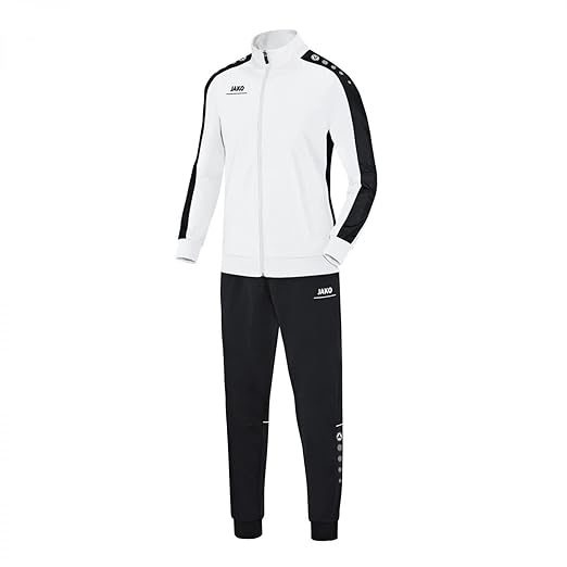 JAKO Kinder Polyesteranzug Striker 9316+9216 Weiß/Schwarz 152