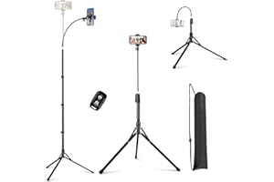 Eicaus 87'' Tall Phone Tripod with Flexible Gooseneck, Portable Tripod for Cell Phone with Remote and Bag, Travel Tripod Stand for iPhone 15/14/13/12/11 and Pro Series, Android, Cameras