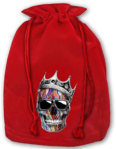 King Skull Drawstring Santa Sack | Personalized Jumbo Santa Bags For Storing Christmas Gifts Holiday Presents Stocking Decorations