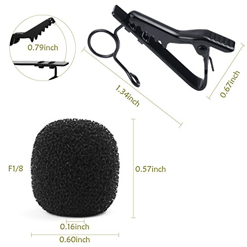 Lapel Microphone Clip, PEMOTech 5 Pack 5/16" Lavalier Clip with 5 Pack Windscreen for 7.5-8.5mm Lavalier,Lapel & Headset Microphone,Compatible for ATR-3350,Samson,Nady,Shure,Audio-Technica,Hisonicn