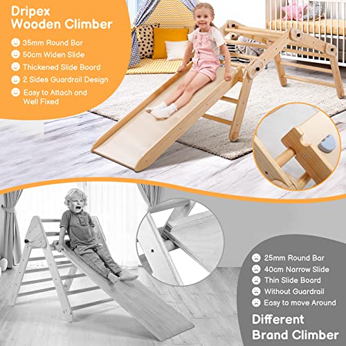 Dripex Pikler Triangle Climber with Ramp, 8 in 1 Foldable Wooden