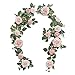 Ling's Moment Artificial Rose Flower Runner Rustic Flower Garland Floral Arrangements Wedding Ceremony Backdrop Arch Flowers Table Centerpieces Decorations (5FT Long, Blush Pink Roses)